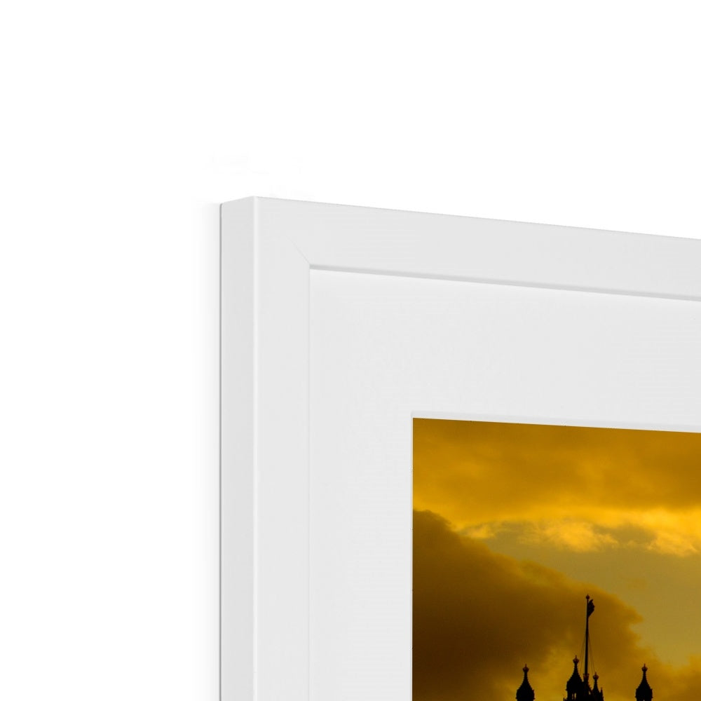 Silhouetted Houses of Parliament, Westminster, London. Framed & Mounted Print