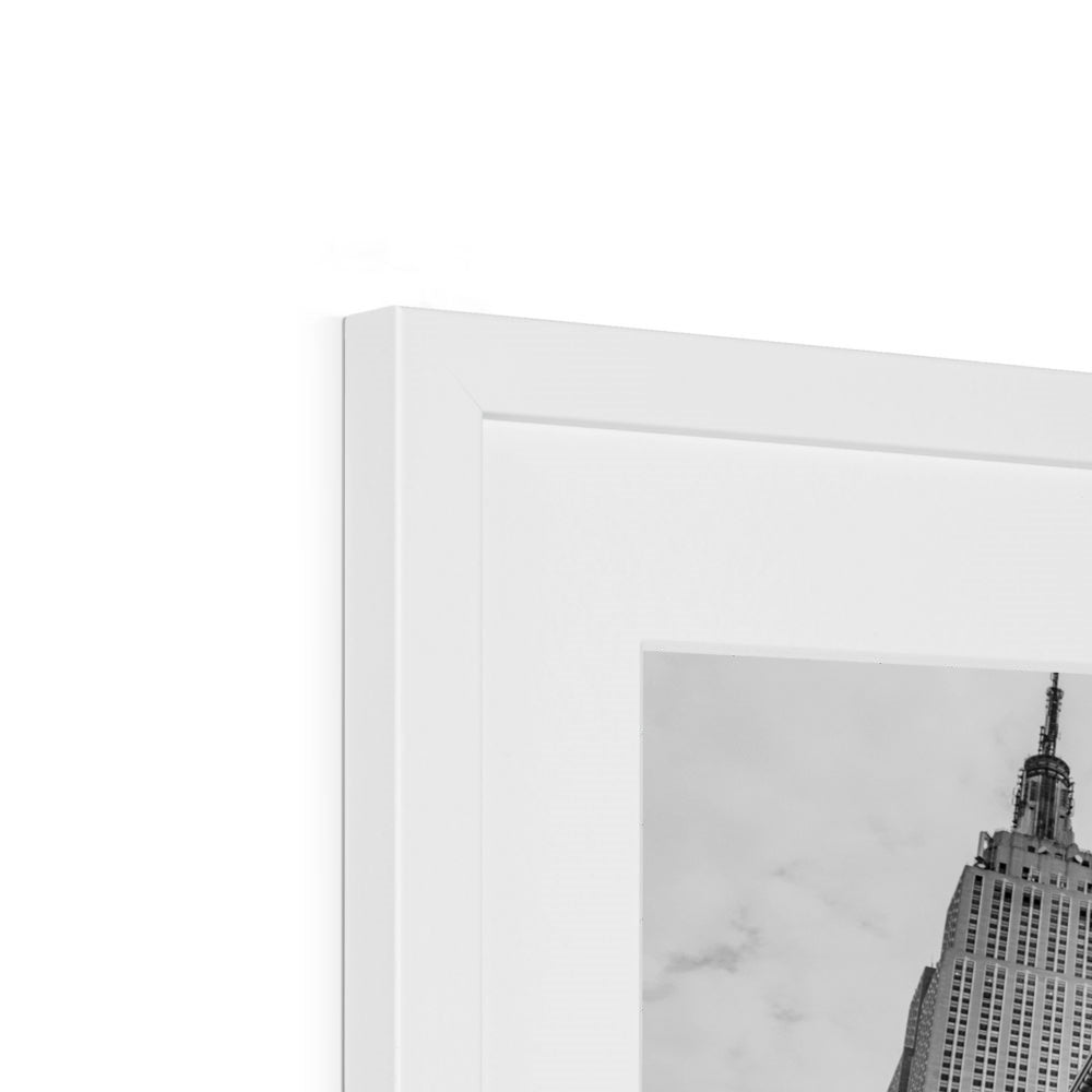 NYPD patrol car with Empire State Building on W 34th St, New York City, USA. Framed & Mounted Print