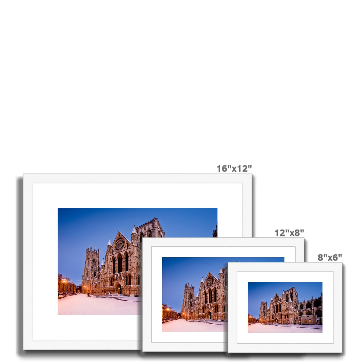 York Minster in the snow, York, UK. Framed & Mounted Print
