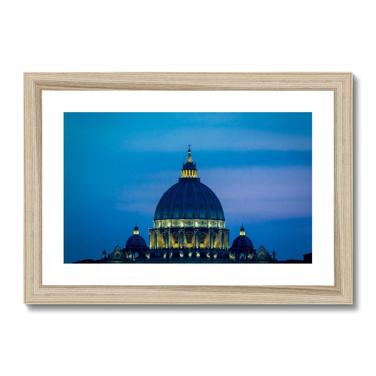 St Peter's Basilica. Vatican City at night, Rome, Italy. Framed & Mounted Print