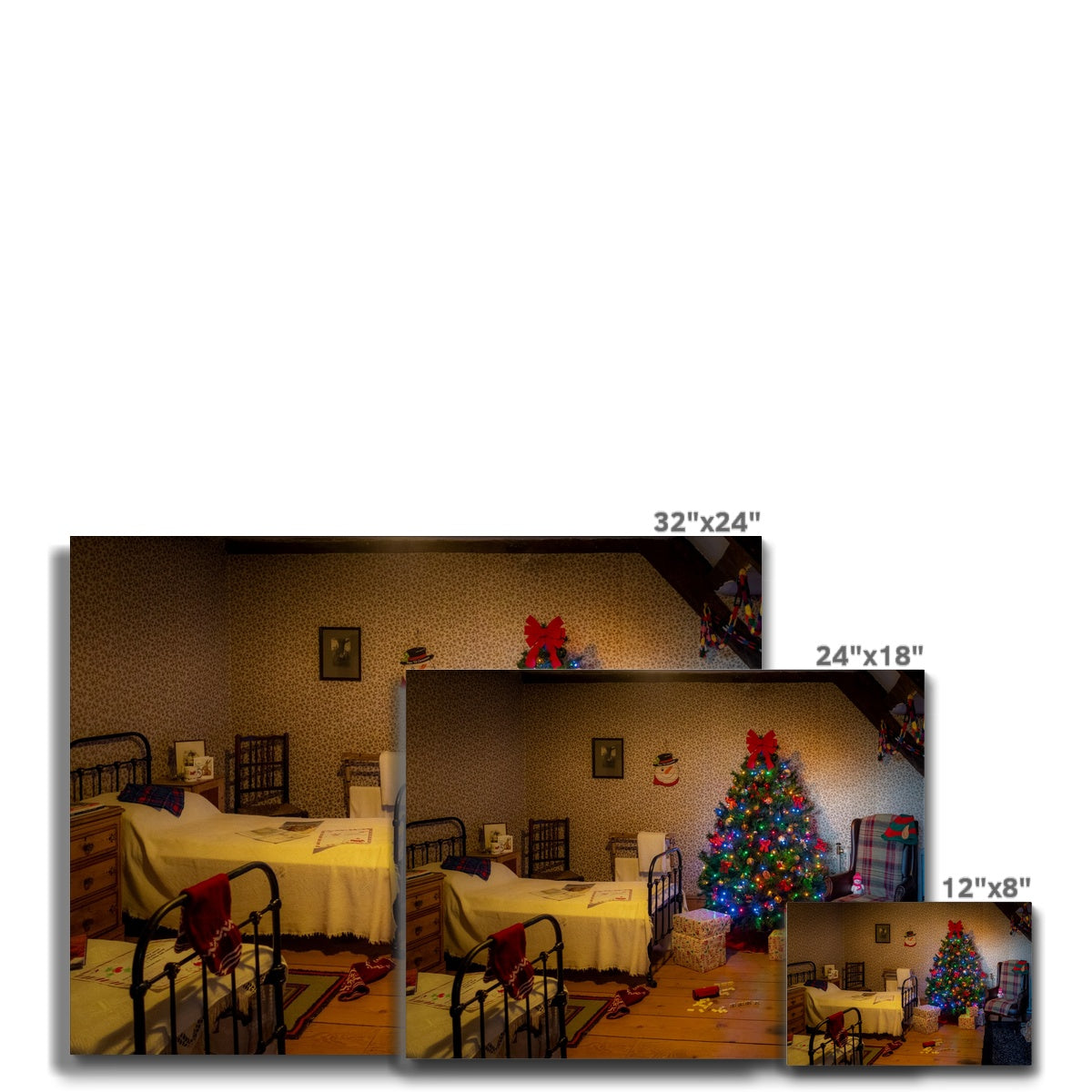 Traditional children's bedroom at Christmas. Canvas