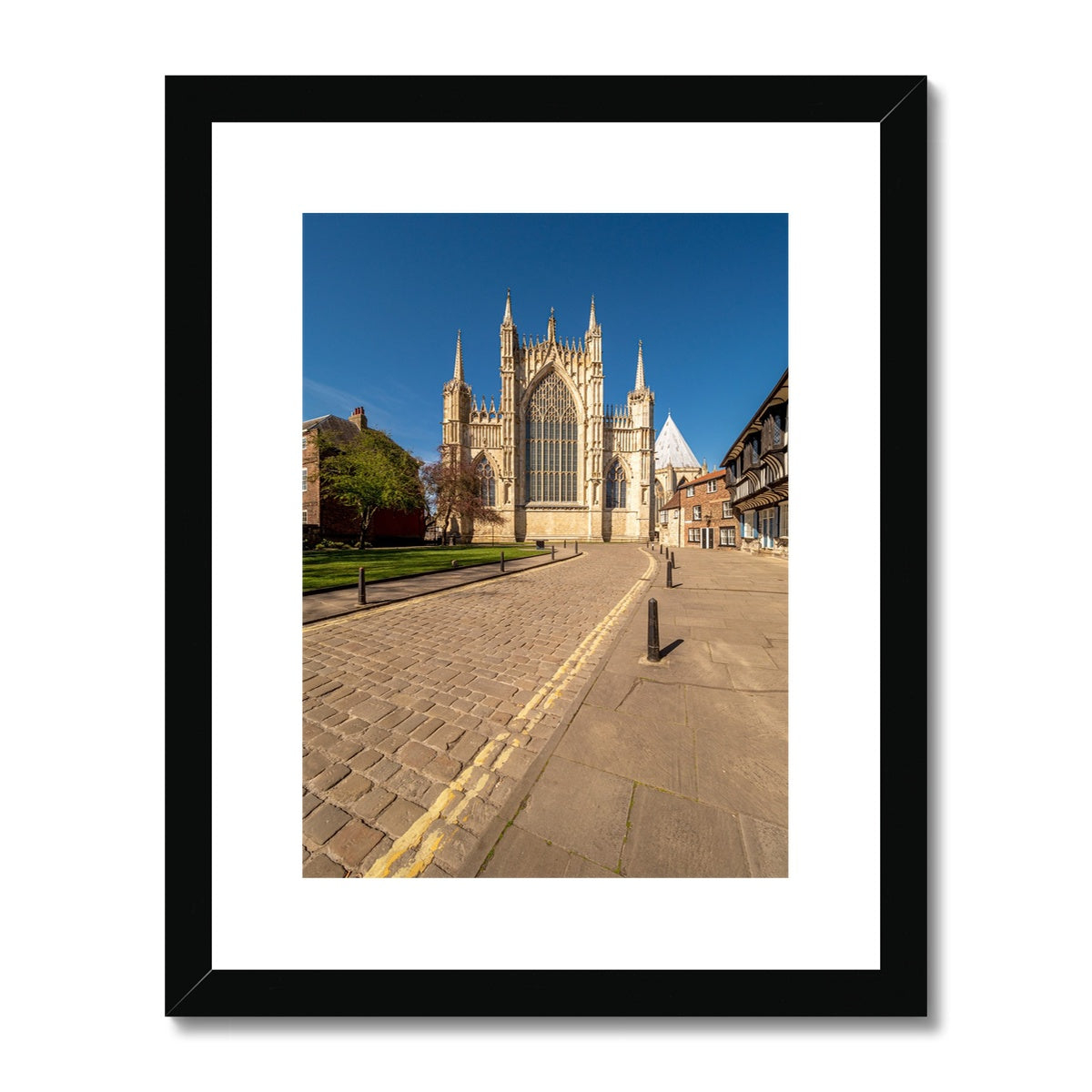 The Great East Window of York Minster seen from College Street,York. UK Framed & Mounted Print