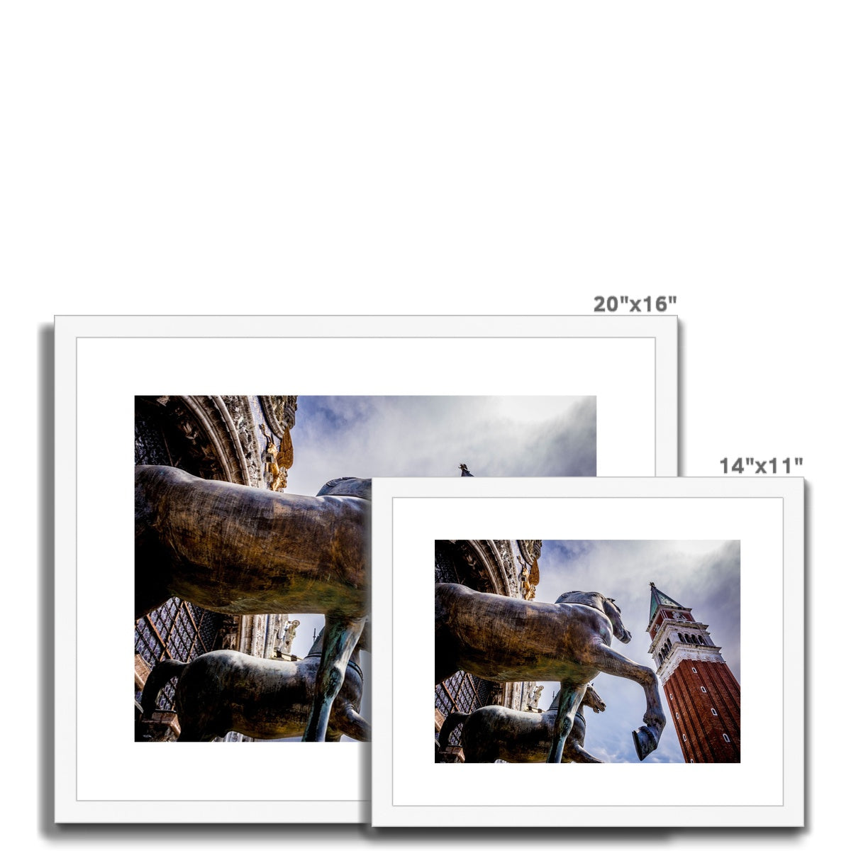 Horses of Saint Mark statues on the balcony of St Marks's basilica in Venice, Italy. Framed & Mounted Print