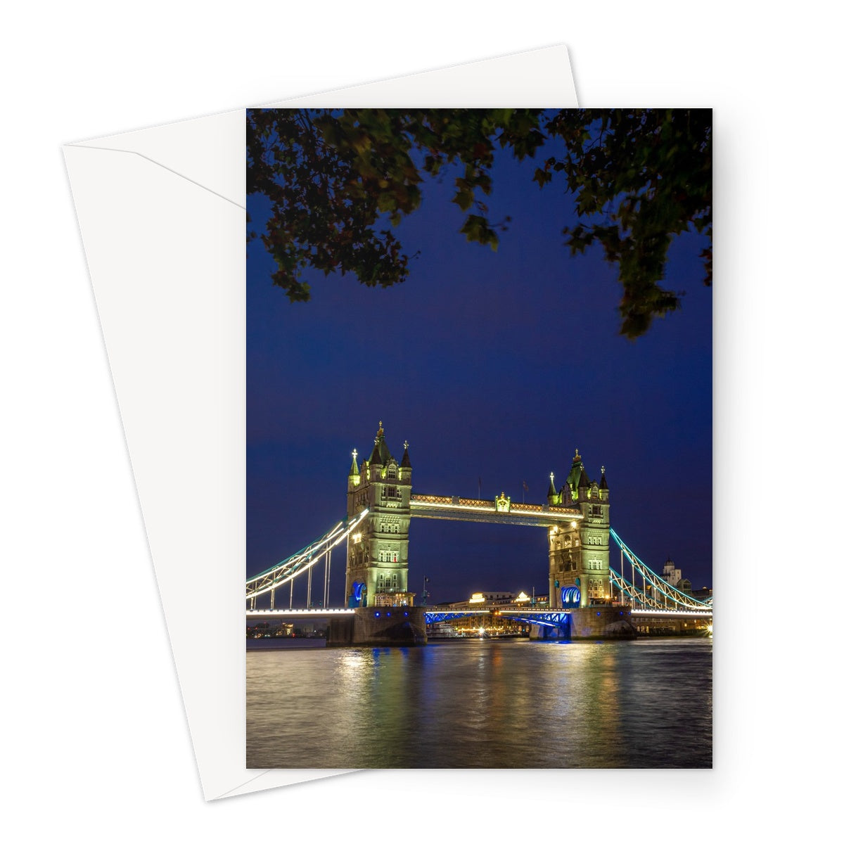 Tower Bridge over the river Thames at night, London. Greeting Card