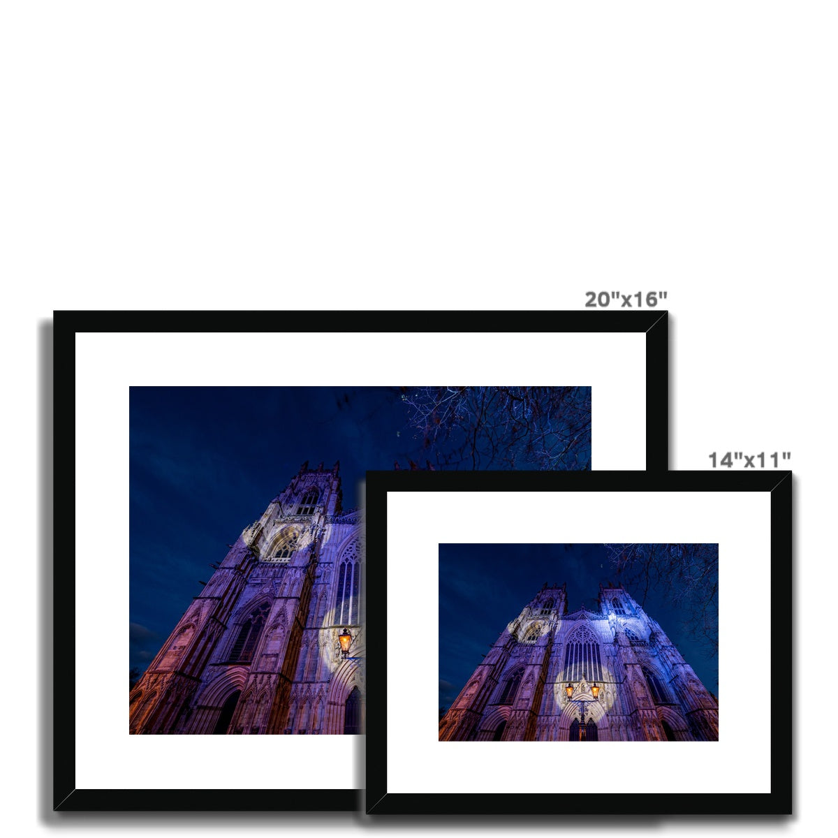York Minster cathedral with Christmas illuminations, York, UK. Framed & Mounted Print