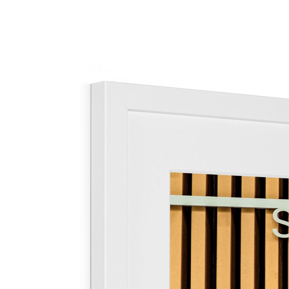 Singapore lettering on a slatted building wall. Framed & Mounted Print