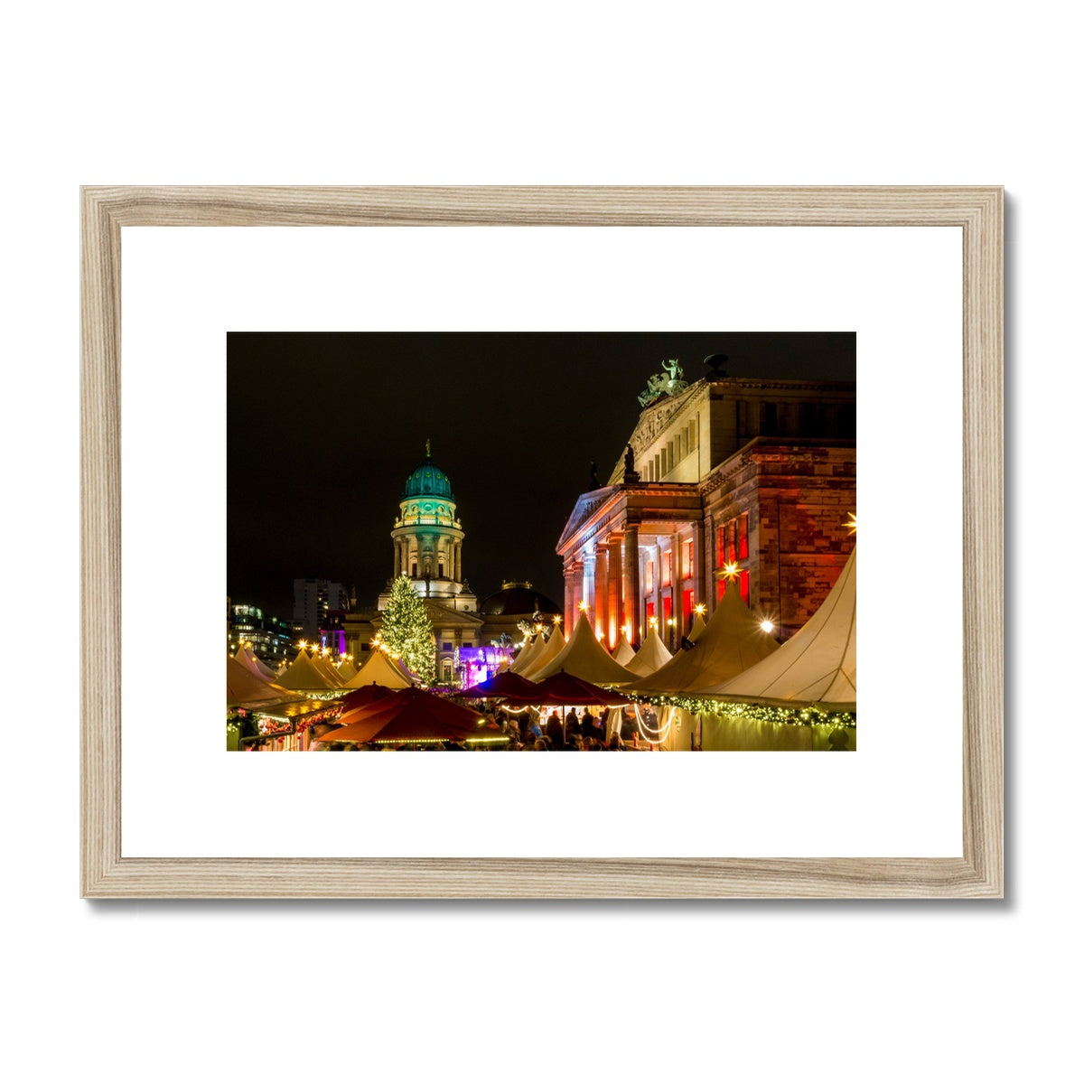 Weihnachtszauber Christmas Market at the Gendarmenmarkt at night, Berlin, Germany Framed & Mounted Print