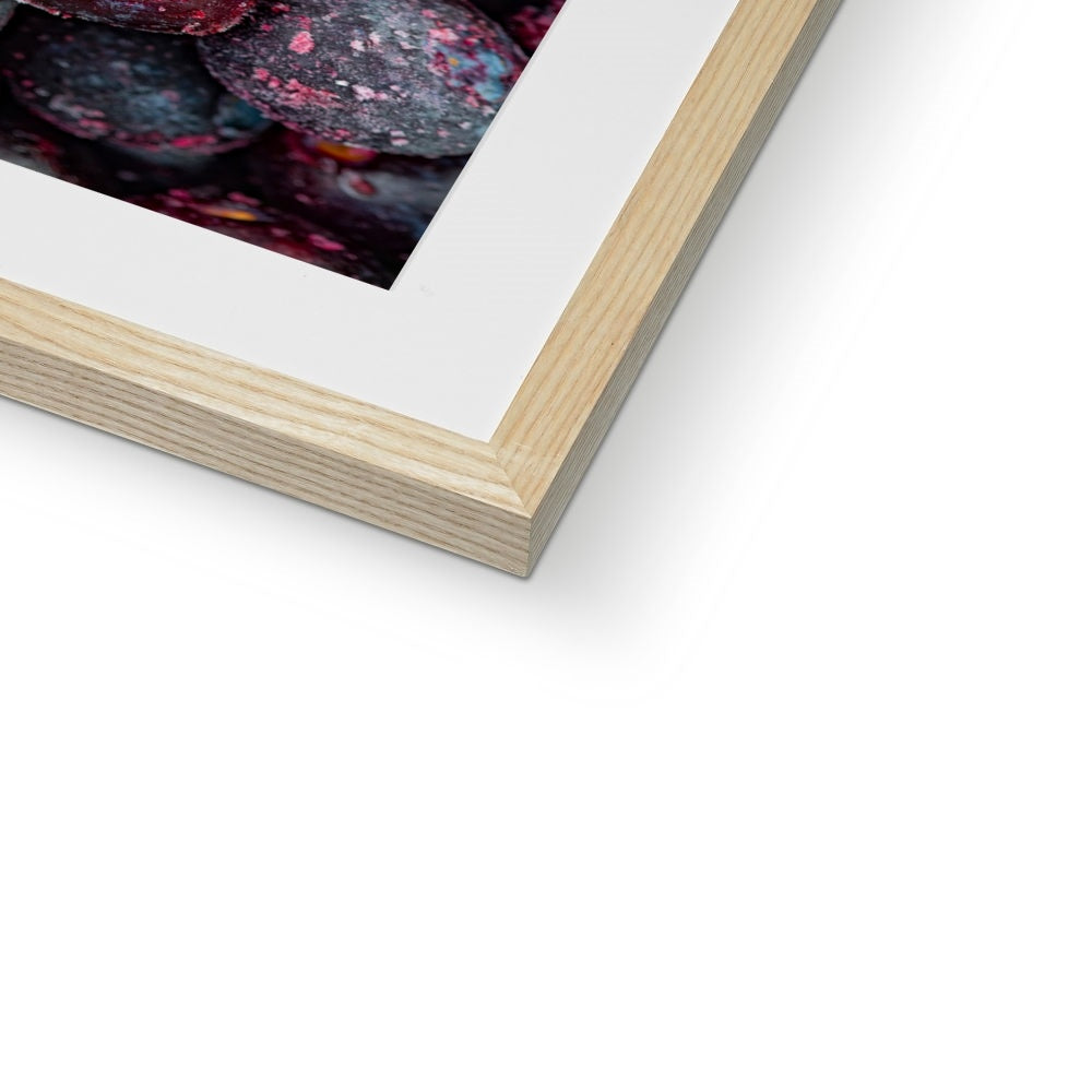 Close up of frozen blueberries Framed & Mounted Print