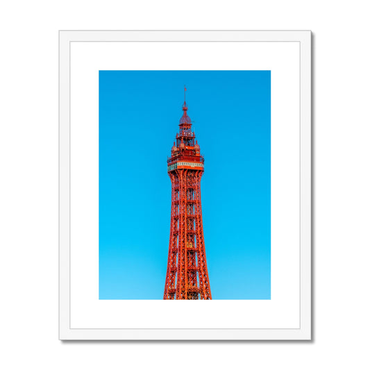 Blackpool Tower with a cloudless blue sky. UK Framed & Mounted Print