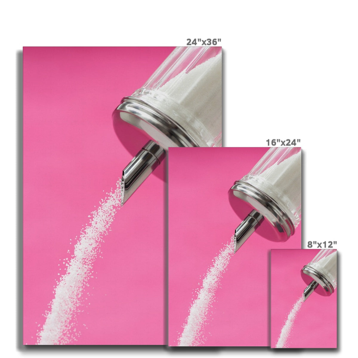 Sugar dispenser pouring against pink background Canvas