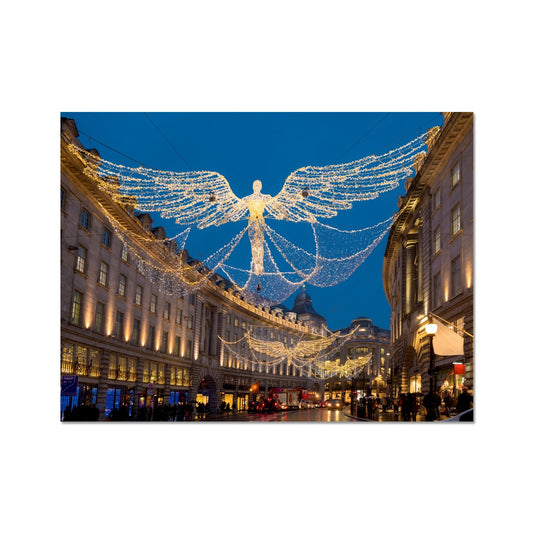 Christmas Angel illuminations in Regent Street, London, UK. Fine Art Print
