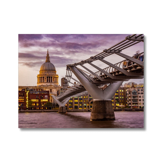 St Paul's Cathedral and Millennium Bridge  over the River Thames, London. Canvas