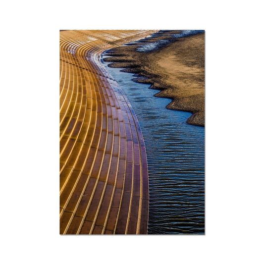 Blackpool sea defence stone steps leading down to beach. UK. Fine Art Print