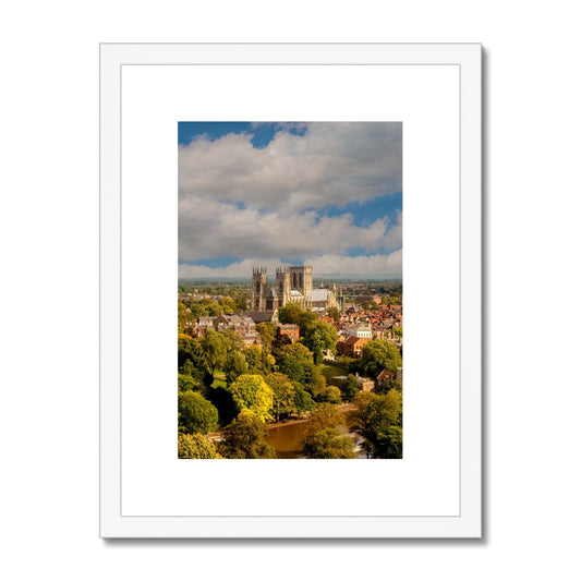 Aerial view of York Minster, North Yorkshire, UK Framed & Mounted Print