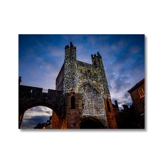 Monk Bar with illuminated Light Curtain for Christmas, York, UK. Canvas