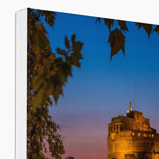 Castel sant'Angelo on the banks of the river tiber at night, Rome, Italy. Canvas