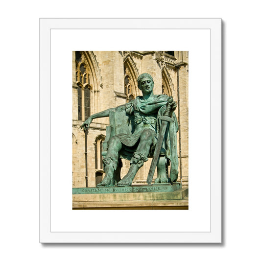 Statue of Constantine the Great, Minster Yard, York, North Yorkshire, UK Framed & Mounted Print
