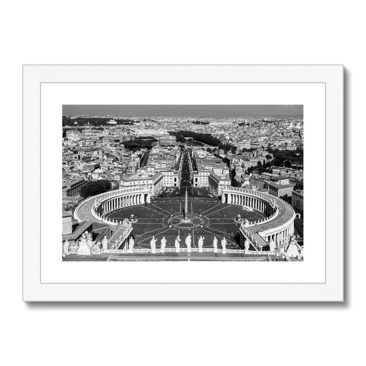 View of St Peter's Square from the dome of St. Peter's Basilica. Vatican City, Rome, Italy. Framed & Mounted Print