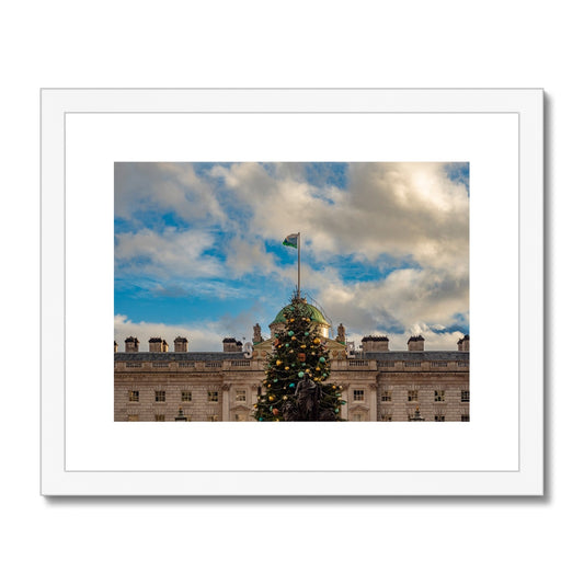 Christmas tree outside Somerset House, London. UK. Framed & Mounted Print