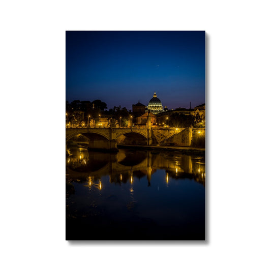 St Peter's Basilica. Ponte Vittorio Emanuele ll Vatican City at night, Rome, Italy. Canvas