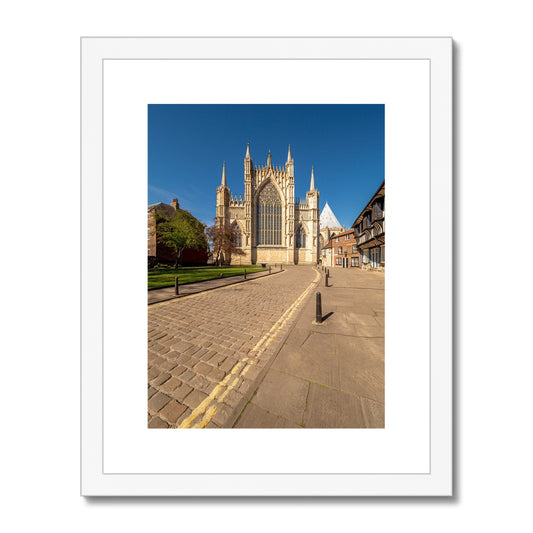 The Great East Window of York Minster seen from College Street,York. UK Framed & Mounted Print