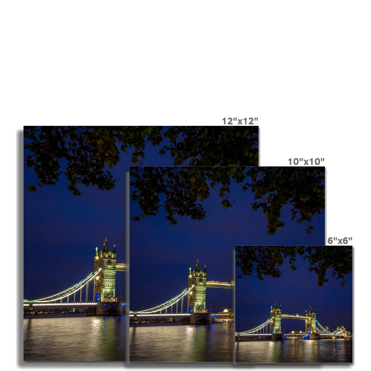 Tower Bridge over the river Thames at night, London. Fine Art Print