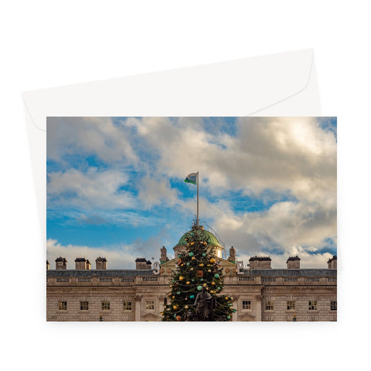Christmas tree outside Somerset House, London. UK. Greeting Card