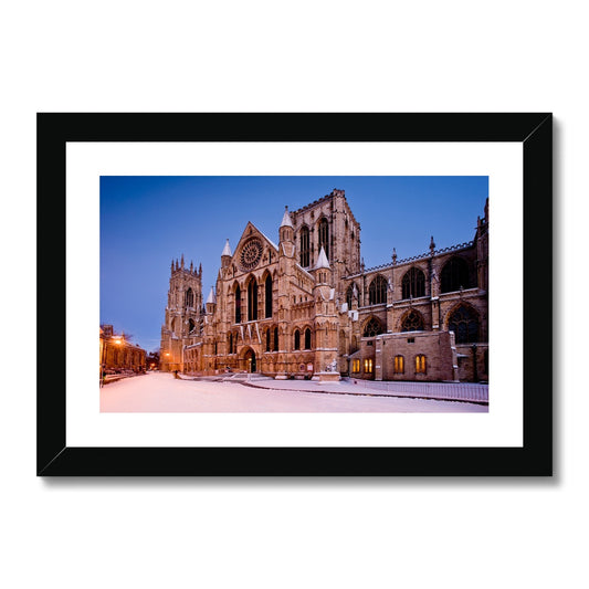 York Minster in the snow, York, UK. Framed & Mounted Print