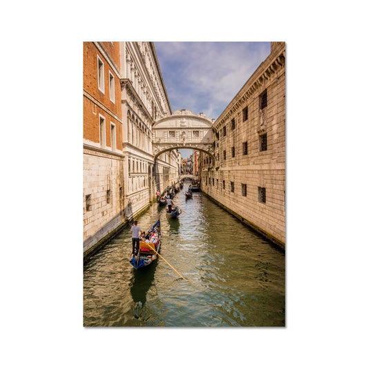 Gondolas passing under the Bridge of sighs. Venice. Italy. Fine Art Print