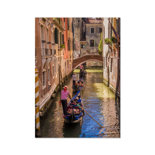 Gondolas  on a canal in Venice, Italy Fine Art Print