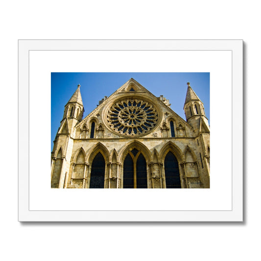 Rose window and South façade of York Minster, North Yorkshire, UK Framed & Mounted Print
