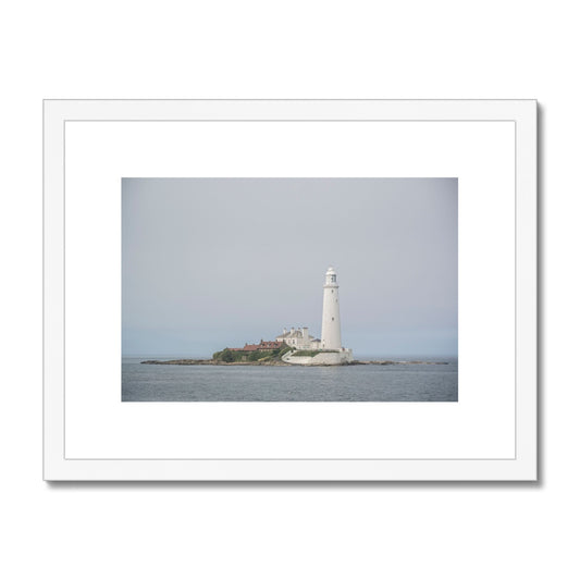 St Mary's Island and lighthouse. Whitley Bay, Tyne and Wear. UK Framed & Mounted Print