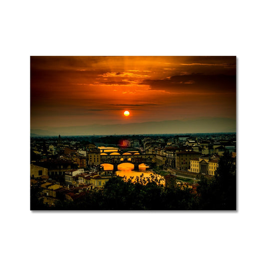 Ponte Vecchio at sunset and the river Arno. Florence, Italy. Fine Art Print