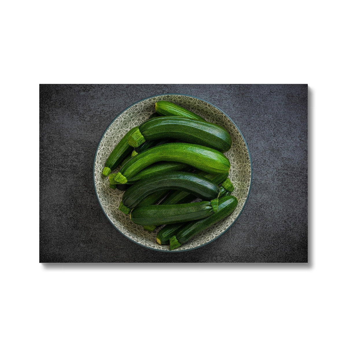 Bowl of green courgettes Canvas