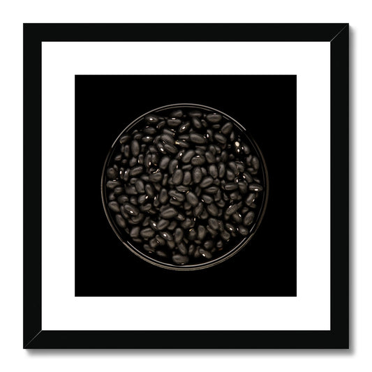 Black beans in black bowl Framed & Mounted Print