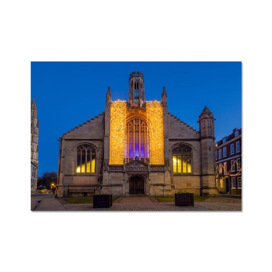 St Michael le Belfrey church with Christmas illuminations at dusk. York. UK Fine Art Print