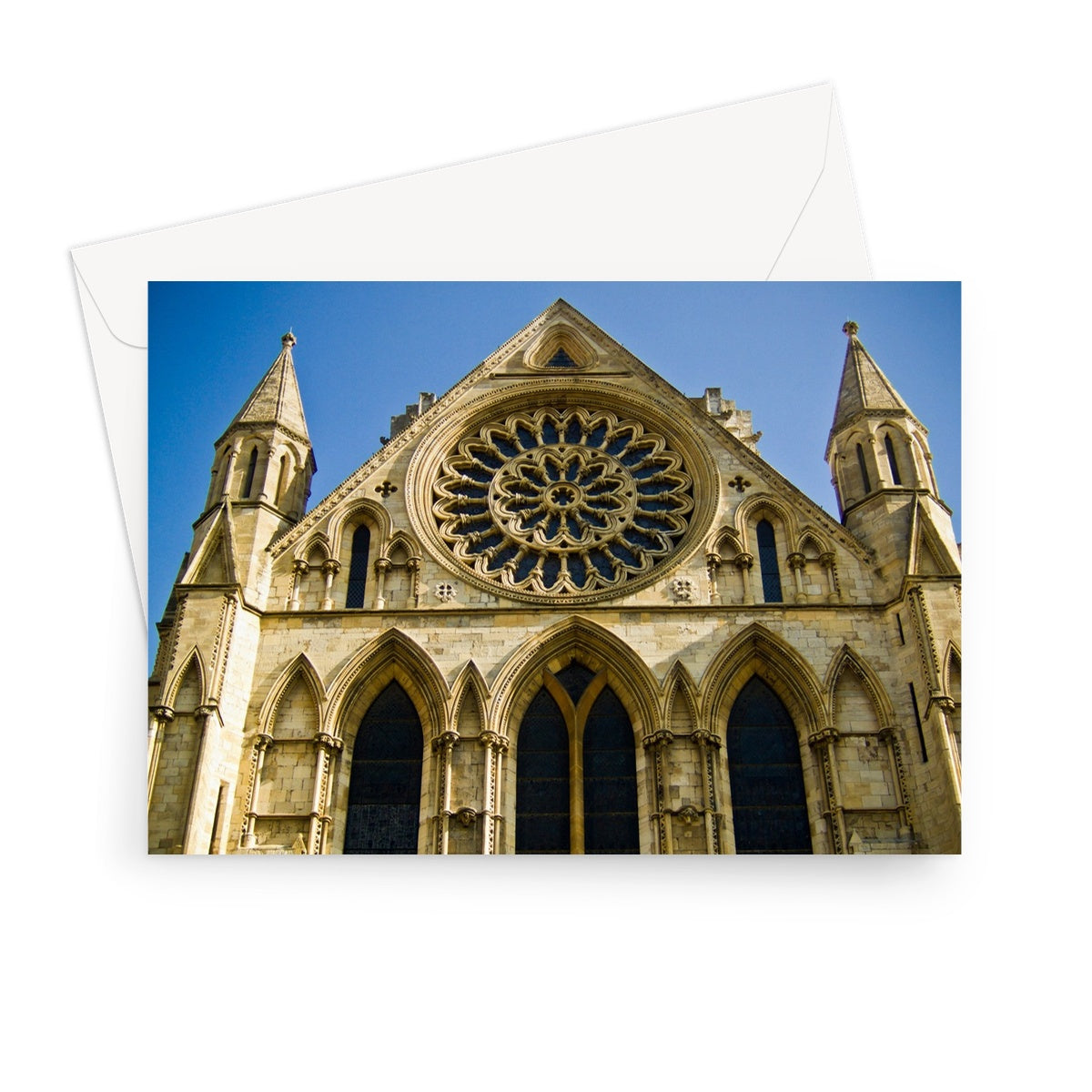Rose window and South façade of York Minster, North Yorkshire, UK Greeting Card