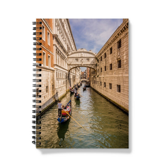 Gondolas passing under the Bridge of sighs. Venice. Italy. Notebook