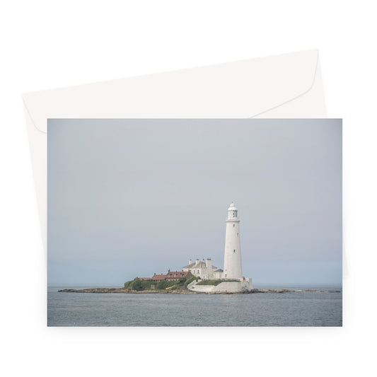 St Mary's Island and lighthouse. Whitley Bay, Tyne and Wear. UK Greeting Card