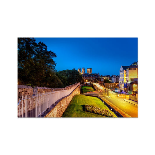 Bar Walls and York Minster at dusk Fine Art Print