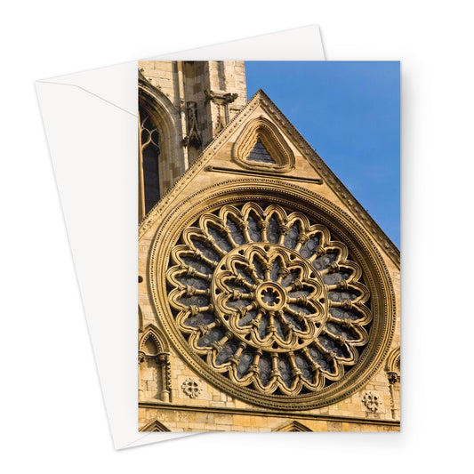 Exterior view of the Rose window of York Minster, York, North Yorkshire,UK. Greeting Card