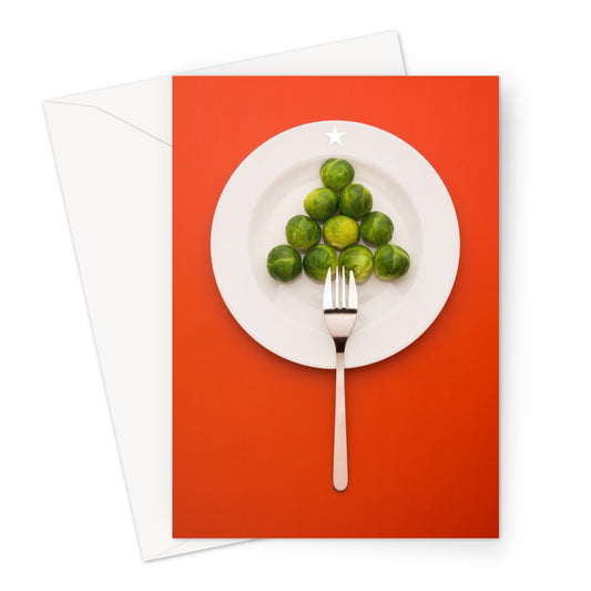 Sprouts in the shape of a Christmas tree Greeting Card