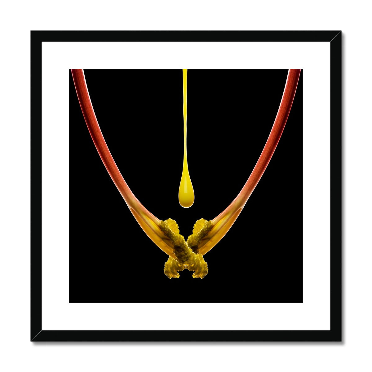 Rhubarb and custard drip Framed & Mounted Print