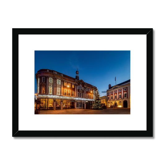 Mansion House Christmas tree and Illuminations in St Helen's Square, York. UK. Framed & Mounted Print