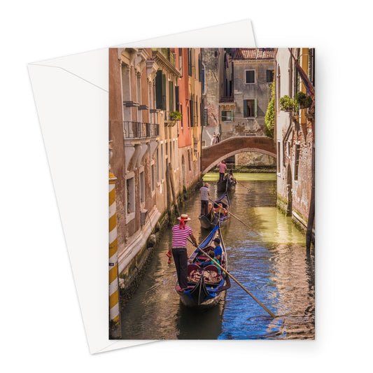 Gondolas  on a canal in Venice, Italy Greeting Card