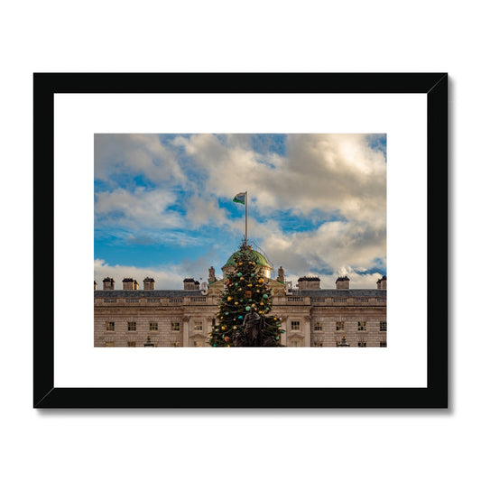 Christmas tree outside Somerset House, London. UK. Framed & Mounted Print