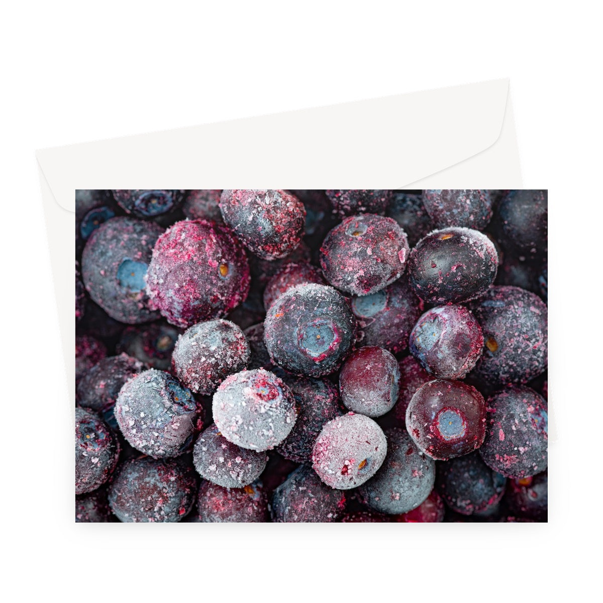 Close up of frozen blueberries Greeting Card