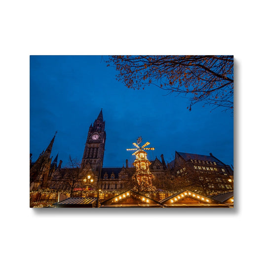 Manchester Town Hall and Christmas market at night Canvas