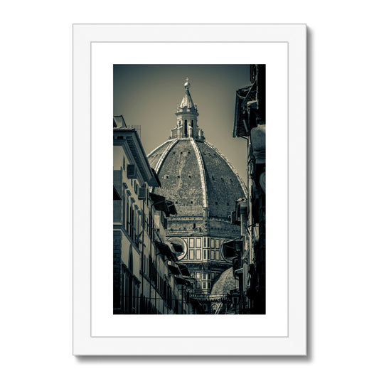 Florence Cathedral ( Duomo ) with dome designed by Filippo Brunelleschi. Italy. Framed & Mounted Print