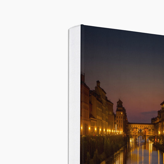 Ponte Vecchio at sunset and the river Arno. Florence, Italy. Canvas